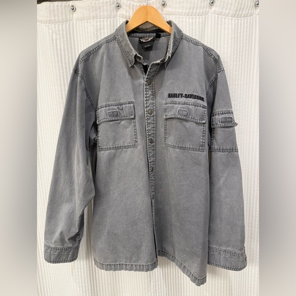 Men’s Harley-Davidson Gray Button-Up Jacket, size L - Picture 2 of 5